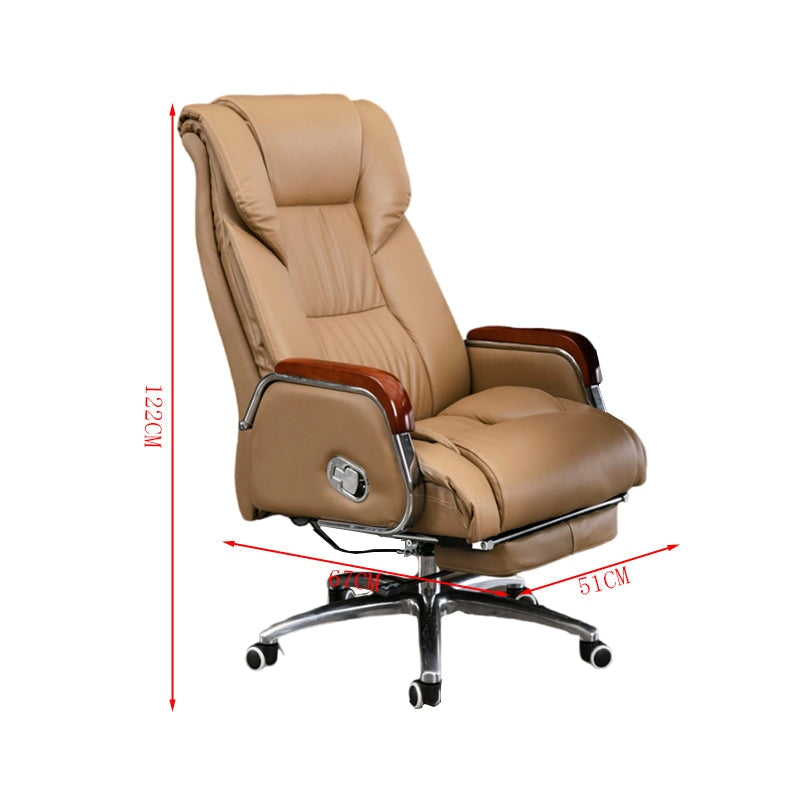 オフィスチェア　事務椅子　パソコンチェア　ワークチェア　チェア　上下昇降　レザー　ハイバック　ウレタンフォーム　木製肘掛け　高級感　オレンジ　CHICKAGU