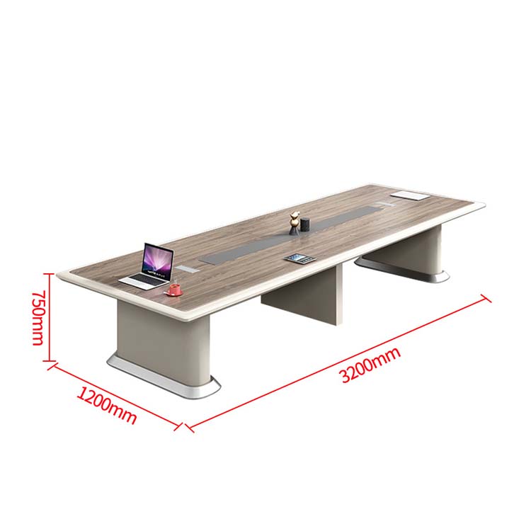 会議テーブル　オフィスデスク　長方形テーブル　会議室　木目調　バイカラーデザイン　配線孔付き　メラミン化粧板　高級感　ナチュラル　カスタマイズ可能　 HYZ-C052