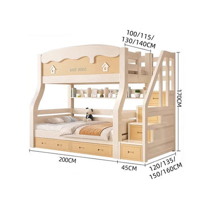 二段ベッド　ベッド　子供用　可愛い　収納　安全　天然木　木材　おしゃれ　はしご　階段　引き出し　カスタマイズ可能　CHICKAGU