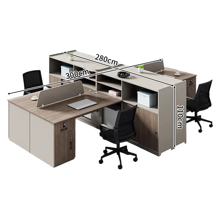 大容量収納　収納付きデスク　事務机　高級オフィスデスク　パーティション　サイドキャビネット　エコ板材　配線穴　オフィスデスク　エレガント　カスタマイズ可能　SL-BGZ-019