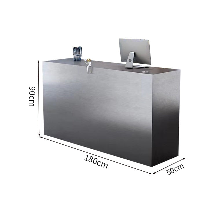 ステンレス鋼　ヘアライン仕上げ　オシャレ　シンプル　実用　受付カウンター　レジカウンター　レジ台　フロント　カスタマイズ可能　JDT-K099