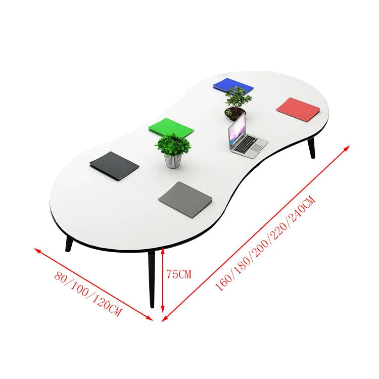 会議テーブル　ミーティングテーブル　会議机　会議室　ワークデスク　スチールフレーム　カーブ型天板　シンプル　ホワイト　カスタマイズ可能