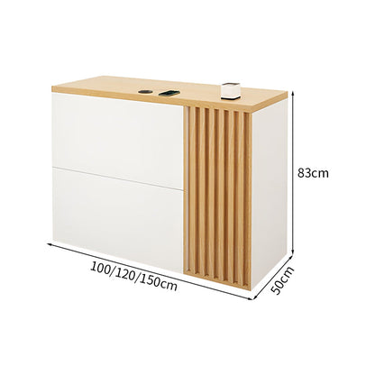 広い天板　厚み　上部天板　配線穴キャップ　収納　引き出し　オープン収納　メラミン化粧板　受付カウンター　受付台　カウンター　コンパクト　機能性　洗練　ナチュラル　ブラック　JDT-K-015