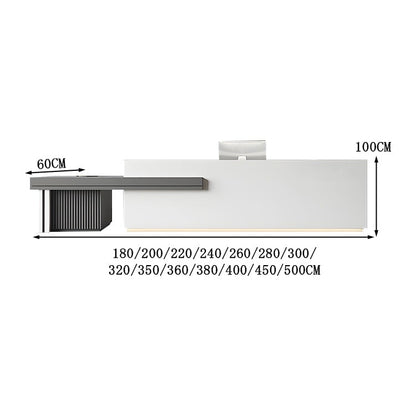 受付カウンター　洗練された雰囲気　シック　重厚感　マーブル模様　ナチュラル　収納スペース　LEDテープライト　メラミン化粧板　カスタマイズ可能　JDT-C078　chickagu