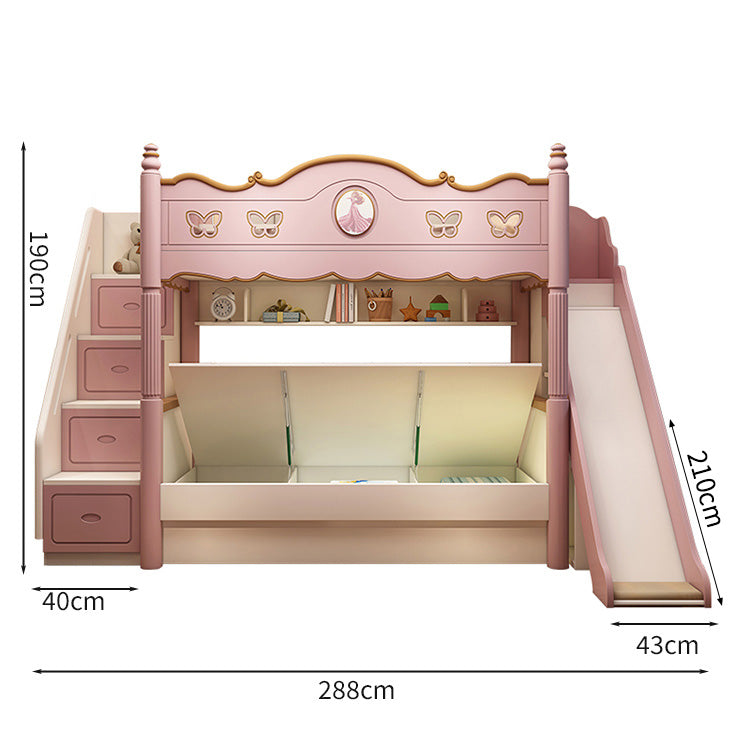 キッズ二段ベッド　二段ベッド　シンプルな二段ベッド　木製二段ベッド　かわいい　滑り台　オシャレ　お姫様　メルヘン風　無毒無臭　収納棚　引き出し　二段ベッド　天然木　カスタマイズ可能　SCC-S024