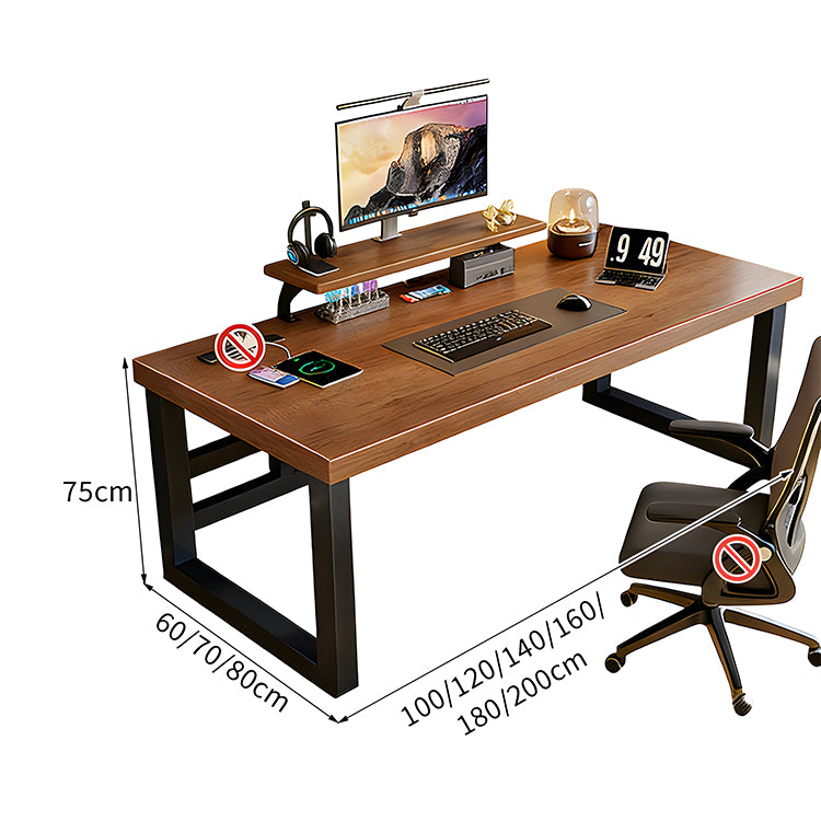 デスク　インドア　室内　パソコンデスク　天然木　広い天板　分厚い　モニター置き棚　炭素鋼フレーム　頑丈　口字型　安定性　落ち着き　重厚感　カスタマイズ可能　SNZ-C040