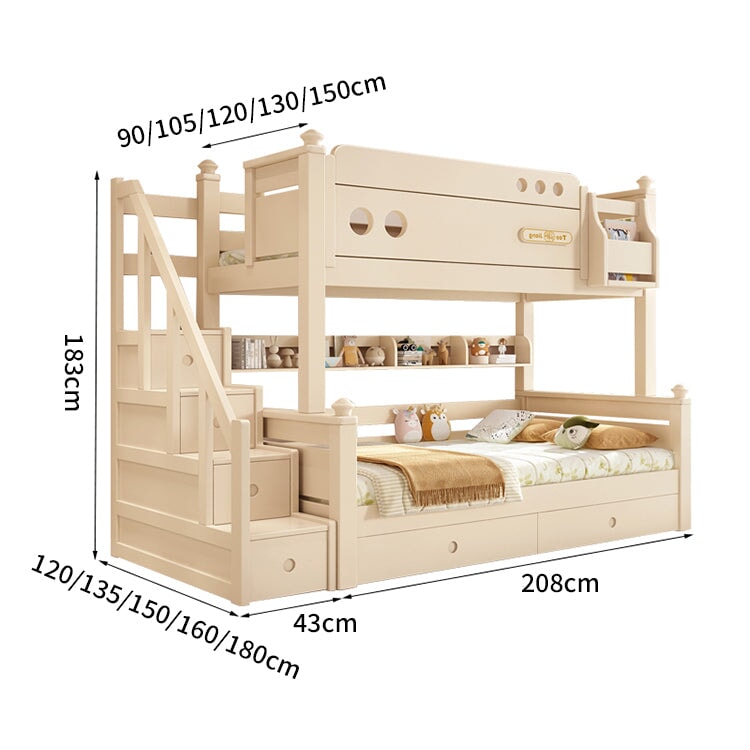 ２段ベッド　ベッド　子供用　分割可能　天然木　チェリー材　すのこ　ベッドガード　太い角柱　取っ手付きはしご　収納　引き出し　跳ね上げ収納　カスタマイズ可能　SCC-C037　chickagu
