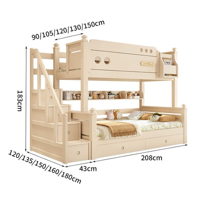 ２段ベッド　ベッド　子供用　分割可能　天然木　チェリー材　すのこ　ベッドガード　太い角柱　取っ手付きはしご　収納　引き出し　跳ね上げ収納　カスタマイズ可能　SCC-C037　chickagu