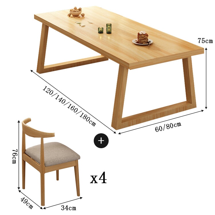 ダイニングテーブル　ダイニング　テーブル　食事用　分厚い天板　台形構造　安定性　木目調　幅広い　重厚感　簡素　シック　CHICKAGU