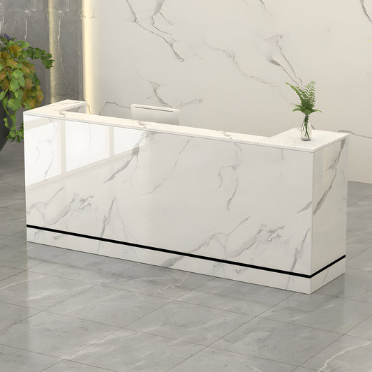 高級感　キーボードトレイ付き　ホワイト　カスタマイズ可能　受付カウンター　レジカウンター　カウンター　受付台　