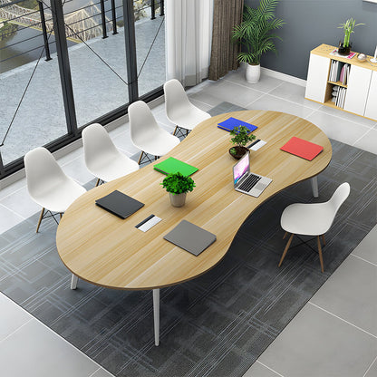 エコ板材　厚み　広さ　スチールフレーム　Ｒ仕上げ　配線ボックス　アジャスター　テーブル　ミーティング　会議テーブル　シンプル　組立簡単　ホワイト　ブラック　カスタマイズ可能　HYZ-K-085　kaguyasu