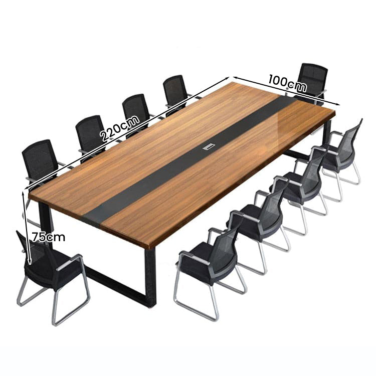 ミーティングテーブル　会議テーブル　会議用テーブル　シンプル　モダン　ロの字脚　スチール脚　ワイヤリングBOX　メラミン化粧板   HYZ-414