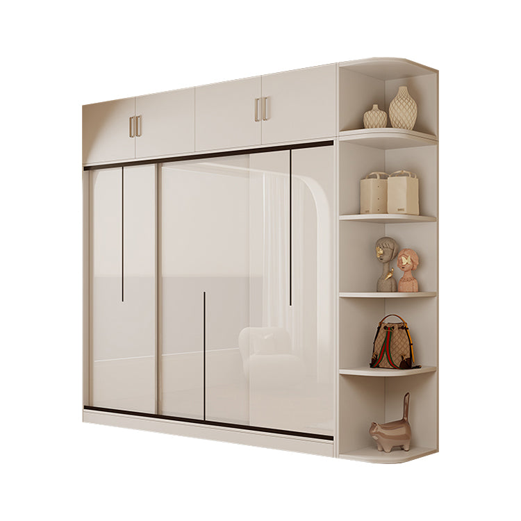 衣類収納ユニット　クローゼットキャビネット　衣類整理スペース　クローゼット　壁面収納　ワードローブ　洋服収納　エコ素材　分類収納　大容量　サイドキャビネット　引き違い戸　YG-S009