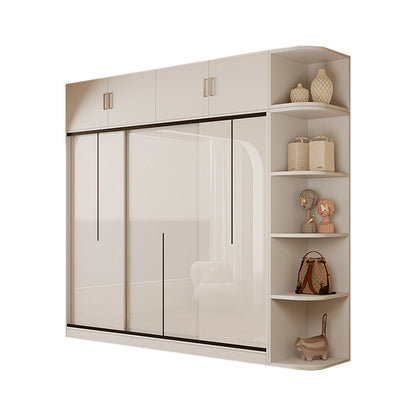 衣類収納ユニット　クローゼットキャビネット　衣類整理スペース　クローゼット　壁面収納　ワードローブ　洋服収納　エコ素材　分類収納　大容量　サイドキャビネット　引き違い戸　YG-S009