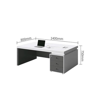 エグゼクティブ　デスク　役員デスク　役員家具　引出し付き　PC収納　シリンダー錠付き　幕板付き　配線ボックス付き　シンプル　グレー　LBZ-086