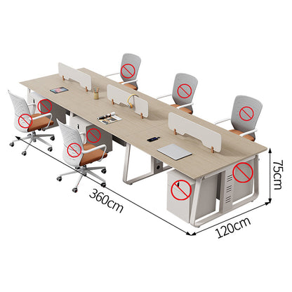 作業机　事務机　木製オフィスデスク　パーティション　サイドキャビネット　エコ板材　オフィスデスク　クリーム系　木目調　SL-BGZ-040