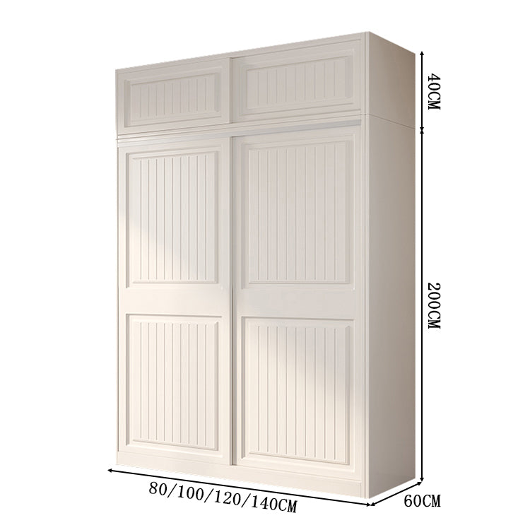 クローゼット　壁面収納　服　収納　ワードローブ　エコ板材　安全無臭　大容量　多エリア　分類収納　引き違い戸　ハンガーバー　引き出し　ミニマル　実用的　使い勝手　YG-C014