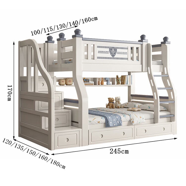 ベッド　二段　二段ベッド　子供用　すのこ　突っ張り棒　丈夫　高耐荷重　安定性　梯子　階段　収納　引き出し　分類収納　簡素　機能的　CHICKAGU