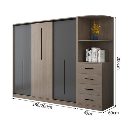 上置き収納　引き出し　かける収納　たたむ収納　収納棚　大容量　台輪　安定性　引き戸　エコ板材　壁面収納　クローゼット　木目調　落ち着き　カスタマイズ可能　YG-C063