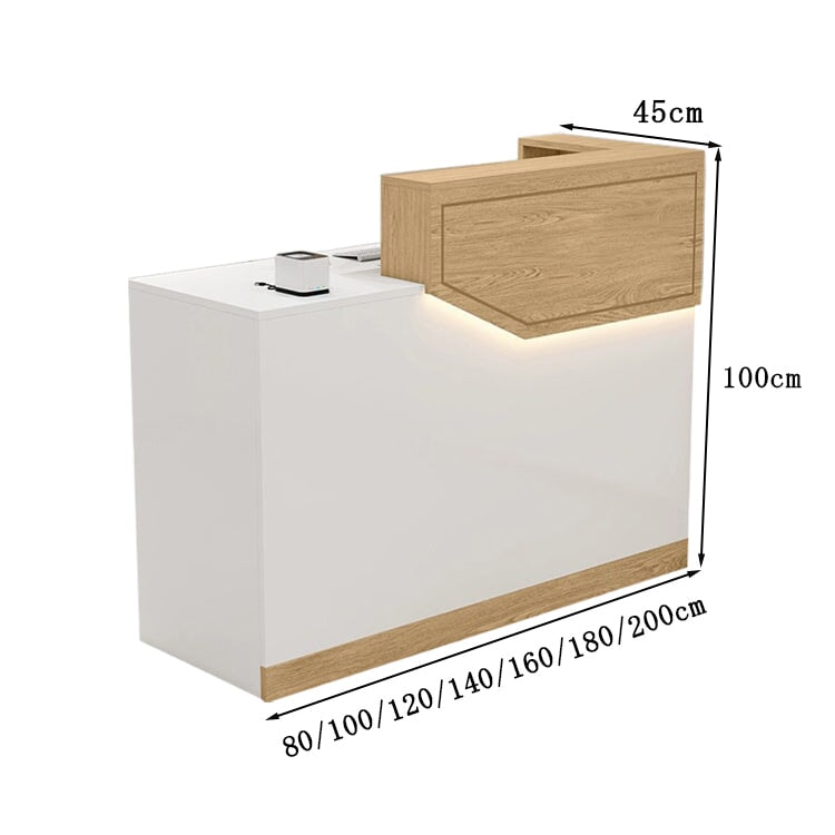 エコ板材　扉付き収納　引き出し　錠付き　上部天板　配線孔　LEDライト　広め　ゆとり　受付カウンター　カウンター　レジ台　すっきり　シンプル　機能的　ホワイト　カスタマイズ可能　JDT-K055