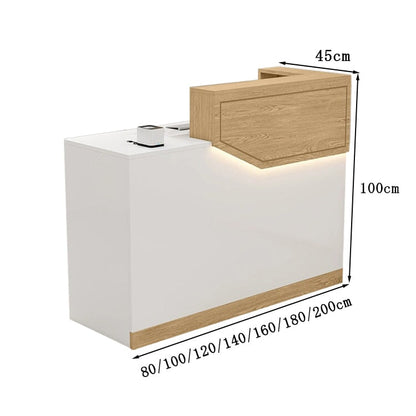 エコ板材　扉付き収納　引き出し　錠付き　上部天板　配線孔　LEDライト　広め　ゆとり　受付カウンター　カウンター　レジ台　すっきり　シンプル　機能的　ホワイト　カスタマイズ可能　JDT-K055