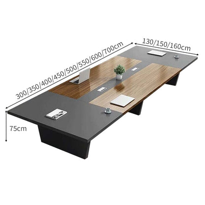天然木　耐久性　厚い天板　エッジ加工　バイカラー　配線ボックス　台形　安定性　テーブル　会議テーブル　ミーティング　会議室　洗練　シンプル　カスタマイズ可能　HYZ-M008　chickagu