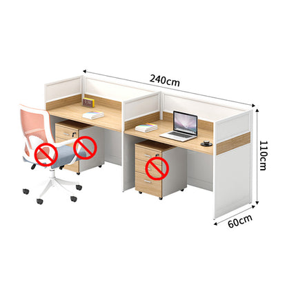 収納付きデスク　作業机　事務机　パーティション　サイドキャビネット　配線穴　エコ板材　オフィスデスク　ホワイト　ナチュラル　木目調　SL-BGZ-038