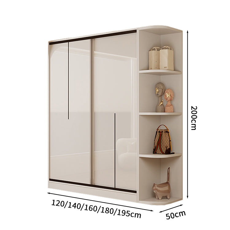 衣類収納ユニット　クローゼットキャビネット　衣類整理スペース　クローゼット　壁面収納　ワードローブ　洋服収納　エコ素材　分類収納　大容量　サイドキャビネット　引き違い戸　YG-S009