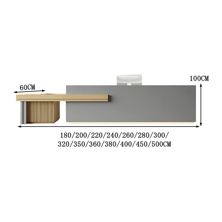 受付カウンター　洗練された雰囲気　シック　重厚感　マーブル模様　ナチュラル　収納スペース　LEDテープライト　メラミン化粧板　カスタマイズ可能　JDT-C078　chickagu