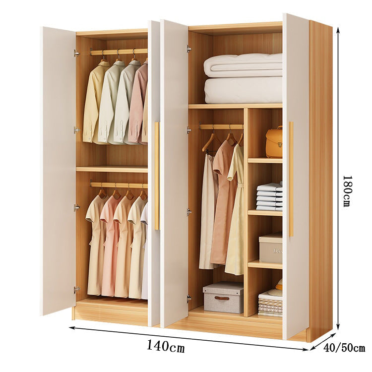 クローゼット　壁面収納　洋服収納　ワードローブ　多目的　大容量　分類収納　エコ板材　物干し竿　天然木　厚み　幕板　簡素　穏やか　実用　YG-C032