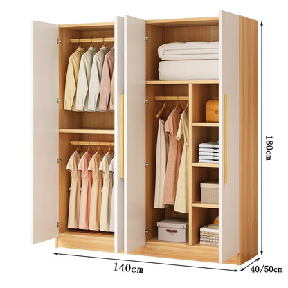 クローゼット　壁面収納　洋服収納　ワードローブ　多目的　大容量　分類収納　エコ板材　物干し竿　天然木　厚み　幕板　簡素　穏やか　実用　YG-C032