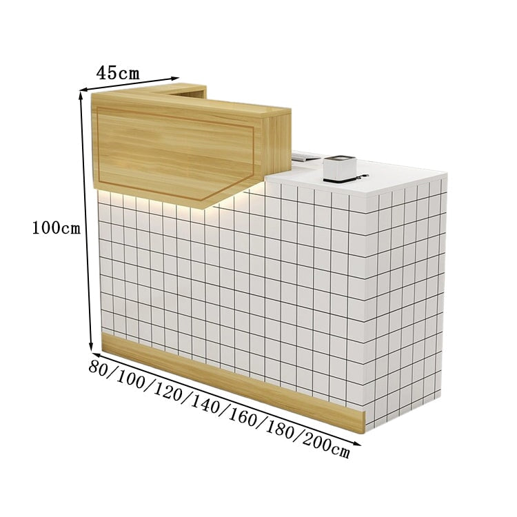 エコ板材　扉付き収納　引き出し　錠付き　上部天板　配線孔　LEDライト　広め　ゆとり　受付カウンター　カウンター　レジ台　すっきり　シンプル　機能的　ホワイト　カスタマイズ可能　JDT-K055