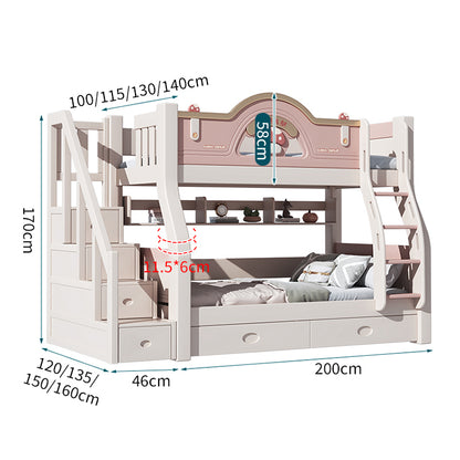 ベッド　子供用　２段ベッド　２段　ベッドガード　太い角柱　取っ手付きはしご　収納　引き出し　大容量　すのこ　安定　丸み　可愛い　実用　機能的　カスタマイズ可能　SCC-C038　chickagu