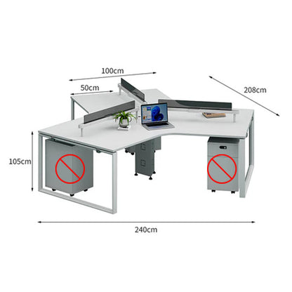 ワークデスク　事務机　U字型オフィスデスク　PCデスク　パーティション　エコ板材　スチールフレーム　オフィスデスク　シンプル　ホワイト　MG-BGZ-LLS16