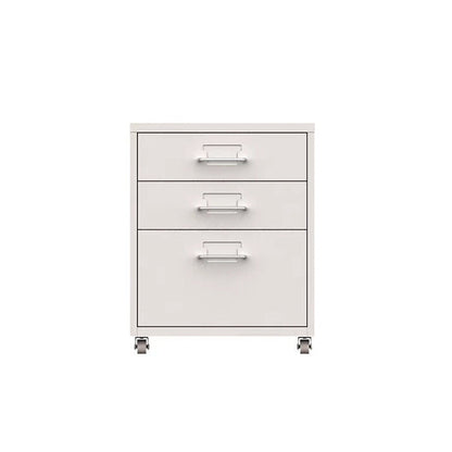 スチール材　冷間加工　頑丈　耐久性　取っ手付き　キャスター　カードホルダー　チェスト　キャビネット　収納　引き出し　シンプル　実用　ホワイト　CWG-K-064