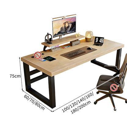 デスク　インドア　室内　パソコンデスク　天然木　広い天板　分厚い　モニター置き棚　炭素鋼フレーム　頑丈　口字型　安定性　落ち着き　重厚感　カスタマイズ可能　SNZ-C040