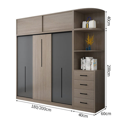 上置き収納　引き出し　かける収納　たたむ収納　収納棚　大容量　台輪　安定性　引き戸　エコ板材　壁面収納　クローゼット　木目調　落ち着き　カスタマイズ可能　YG-C063