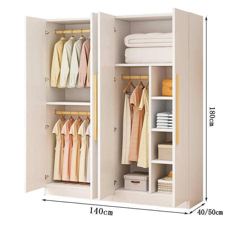 クローゼット　壁面収納　洋服収納　ワードローブ　多目的　大容量　分類収納　エコ板材　物干し竿　天然木　厚み　幕板　簡素　穏やか　実用　YG-C032