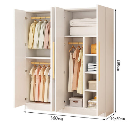 クローゼット　壁面収納　洋服収納　ワードローブ　多目的　大容量　分類収納　エコ板材　物干し竿　天然木　厚み　幕板　簡素　穏やか　実用　YG-C032