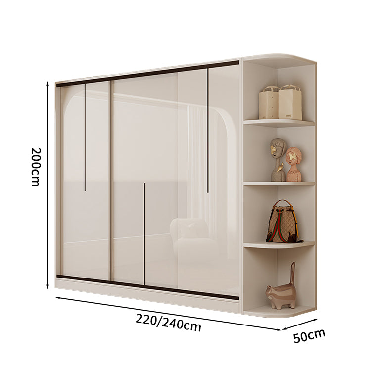 衣類収納ユニット　クローゼットキャビネット　衣類整理スペース　クローゼット　壁面収納　ワードローブ　洋服収納　エコ素材　分類収納　大容量　サイドキャビネット　引き違い戸　YG-S009