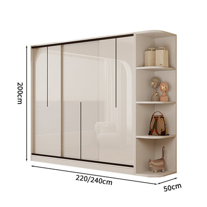 衣類収納ユニット　クローゼットキャビネット　衣類整理スペース　クローゼット　壁面収納　ワードローブ　洋服収納　エコ素材　分類収納　大容量　サイドキャビネット　引き違い戸　YG-S009