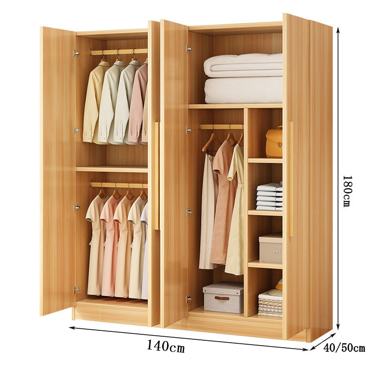 クローゼット　壁面収納　洋服収納　ワードローブ　多目的　大容量　分類収納　エコ板材　物干し竿　天然木　厚み　幕板　簡素　穏やか　実用　YG-C032