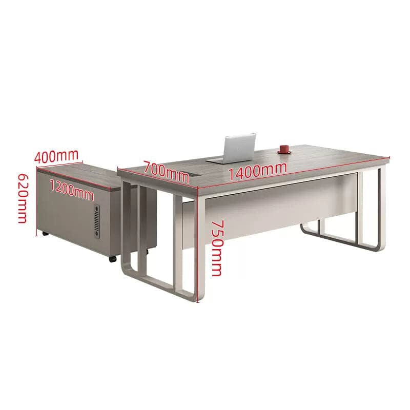 デスク　オフィスデスク　エグゼクティブデスク　事務机　作業机　ワークデスク　サイドキャビネット付き　PC用通気口付き　幕板付き　ワイヤリングBOX付き  LBZ-418