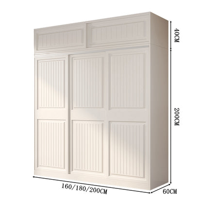 クローゼット　壁面収納　服　収納　ワードローブ　エコ板材　安全無臭　大容量　多エリア　分類収納　引き違い戸　ハンガーバー　引き出し　ミニマル　実用的　使い勝手　YG-C014