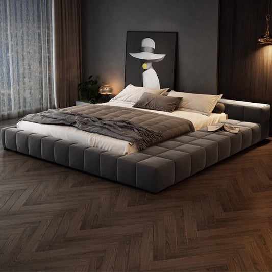 ベッド　キング　サイズ　二人用　ロータイプ　高密度ウレタン　落下防止　ポリエステル　はめ込み式　天然木　すのこ　金属フレーム　柔らか　快適　心地よい　カスタマイズ可能　CHICKAGU