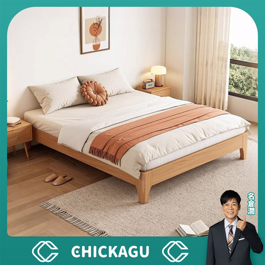 ヘッドボードなし　ウォールナット材　天然木　耐久性　補強フレーム　押し入れ式すのこ　ベッド　二人用　シンプル　簡素　すっきり　ホワイト　BED-C060　chickagu