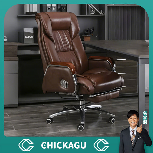リクライニング　二重クッション　アームレスト　カウレザー　ふくよか　ボリューム感　チェア　オフィスチェア　エグゼクティブ　快適　心地よい　上質　BGY-C019