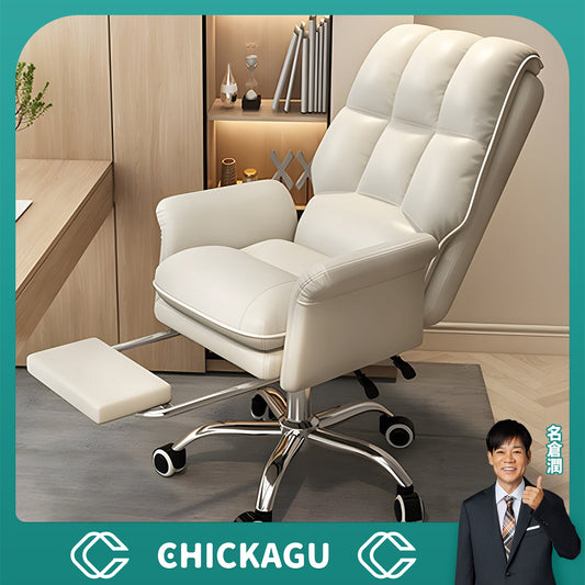 肉厚　ボリューム感　クッション性　リクライニング　昇降回転式　フットレスト　ＰＵレザー　チェア　オフィスチェア　作業用　柔らか　快適　上質　BGY-C024　chickagu