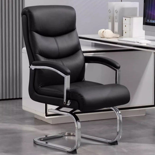 チェア　会議用　研修用　背もたれ　人間工学　本革　肘掛け　高密度ウレタンフォームループ脚　スチールフレーム　耐荷重　BGY-C057