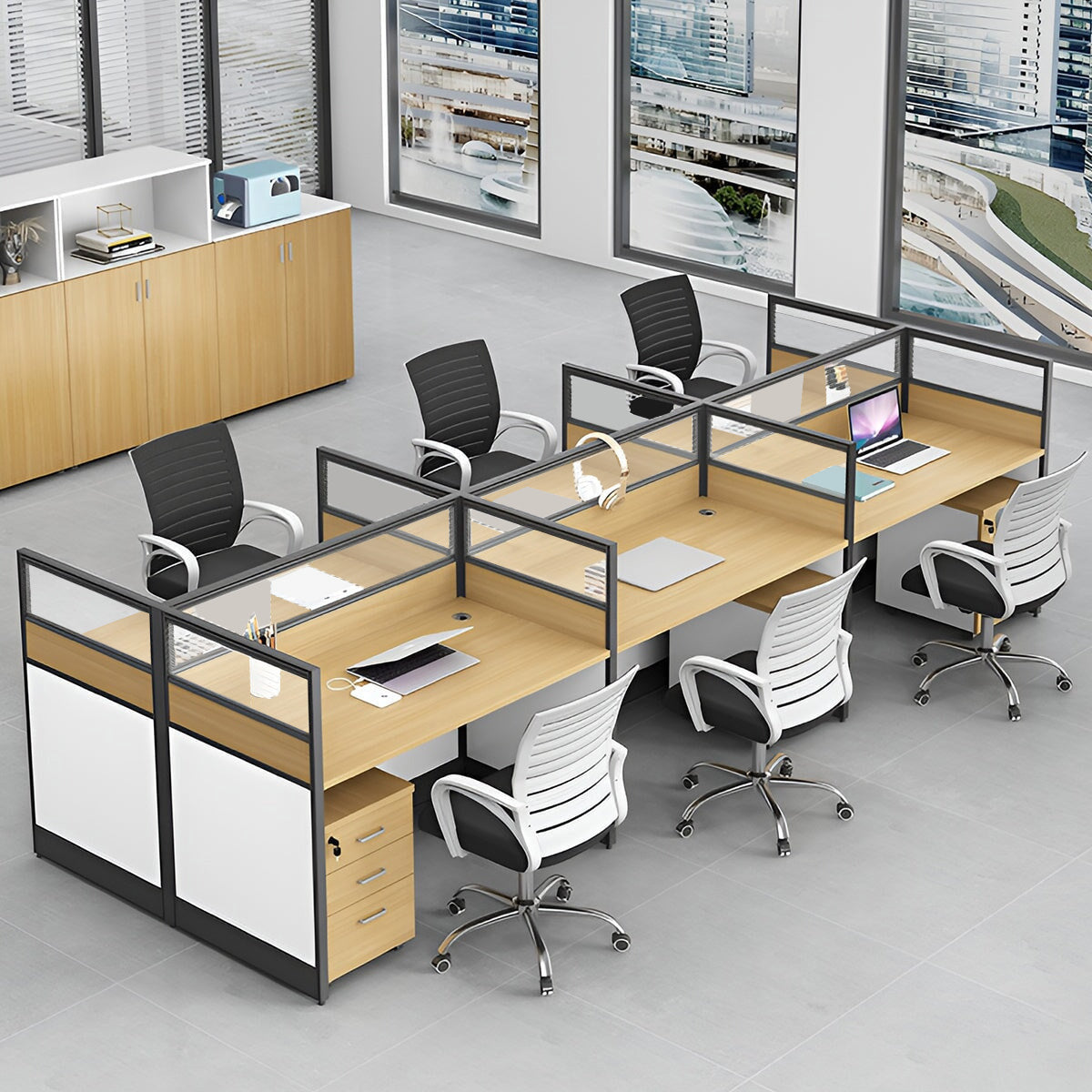 厚い板材　丈夫　チェスト　移動可能　配線穴キャップ　パーティション　デスク　オフィスデスク　事務所用　引き出し　錠付き　シンプル　機能的　ホワイト　ウォールナット　BGZ-006